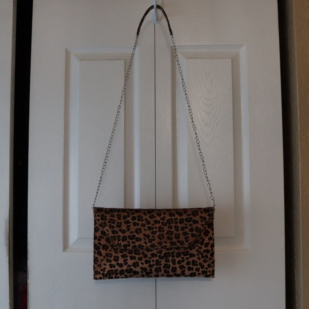 Cheeta Print Brown Shoulder Purse | OS